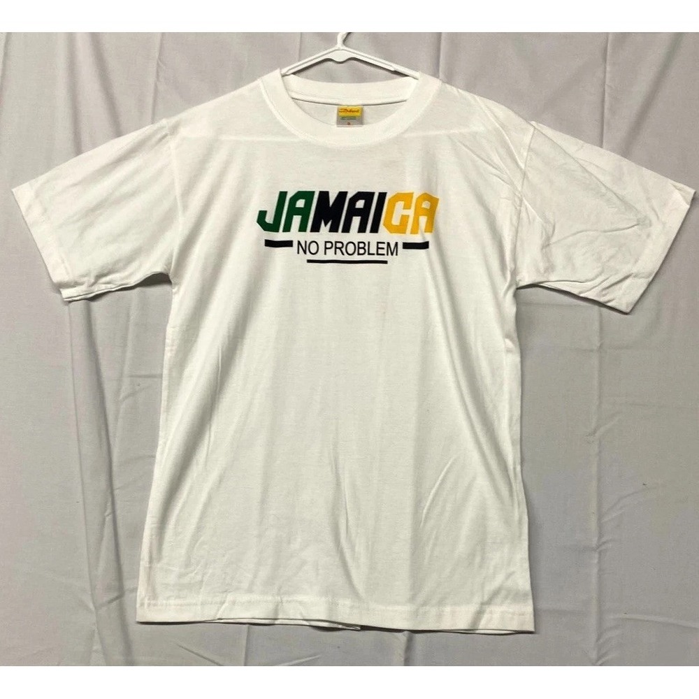 Divi Creations T Shirt Unisex S White Jamaica No Problem Print Preshrunk Cotton